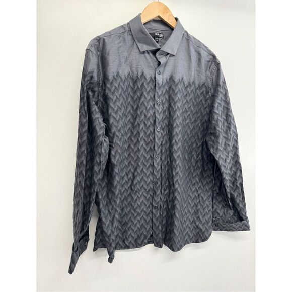 Murano Casual Shirt Size Mens Extra Large Gray Black Collared Long Sleeve - Picture 3 of 8